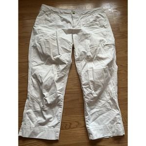 Athleta Schoeller Denim Cascade Capri Cropped Pants 14 White Outdoor